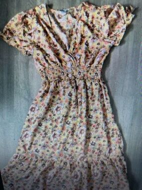 Yellow Floral Smocked Waist Maxi Dress